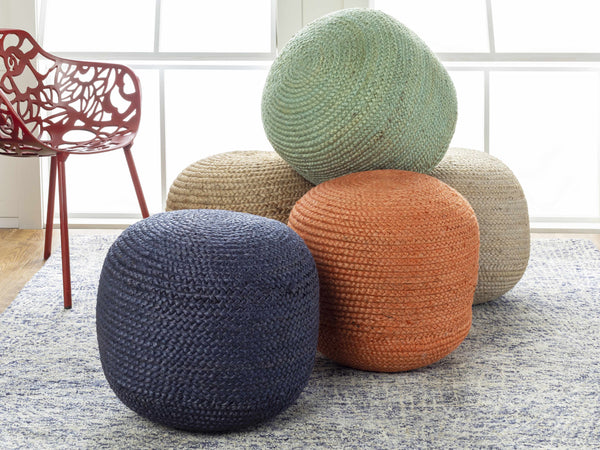 Braided Jute Round Pouf Ottoman