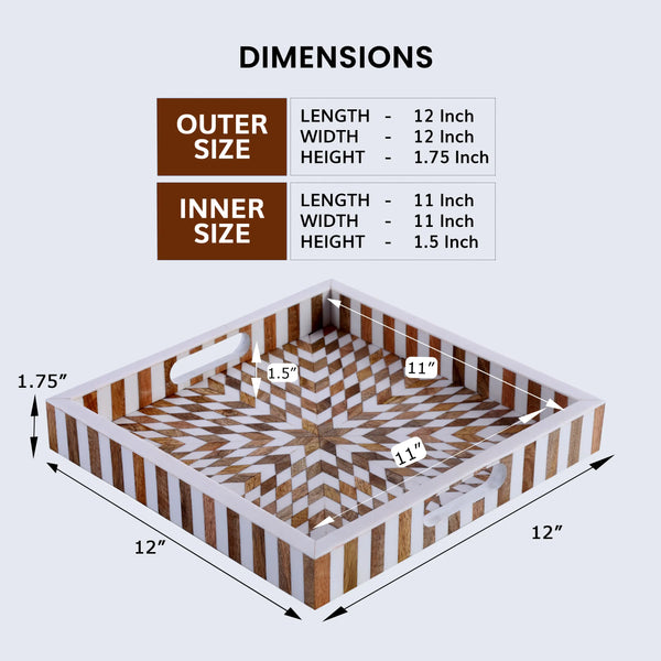Resin Inlay Wood Geometric Decorative Tray