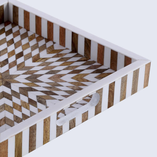 Resin Inlay Wood Geometric Decorative Tray