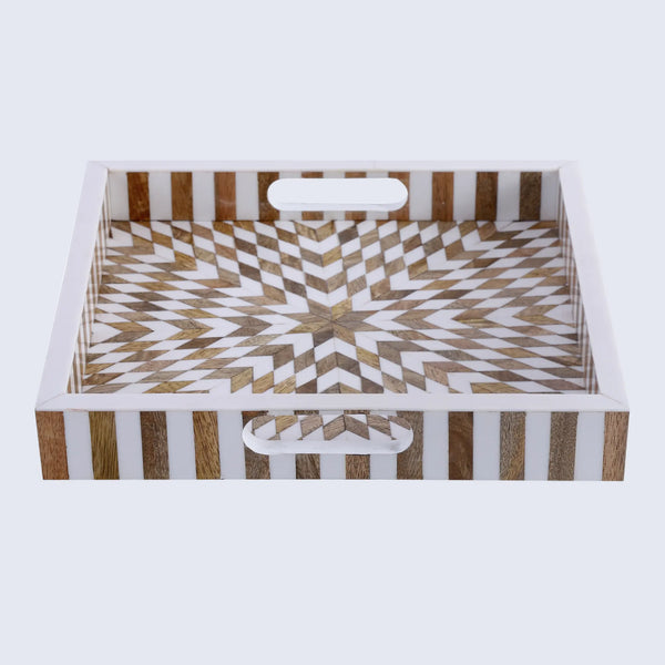 Resin Inlay Wood Geometric Decorative Tray