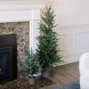 Faux Pine Tree in Woven Basket