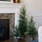 Faux Pine Tree in Woven Basket