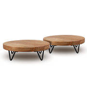 Round Acacia Wood Display Riser Set
