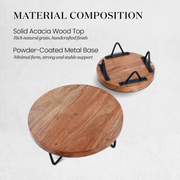 Round Acacia Wood Display Riser Set