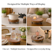 Round Acacia Wood Display Riser Set