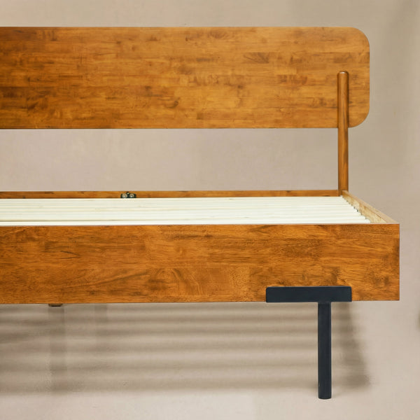 Rounded Headboard Solid Wood Bed Frame