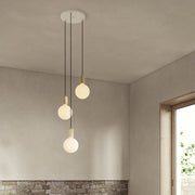 Oak Triple Pendant Fixture, White Canopy, E26