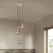Oak Triple Pendant Fixture, White Canopy, E26