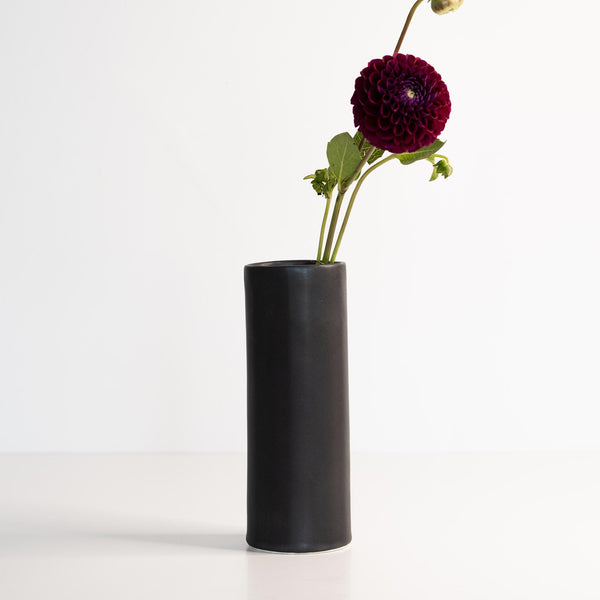Satin Glaze Porcelain Cylinder Vase — scale reference and proportion detail