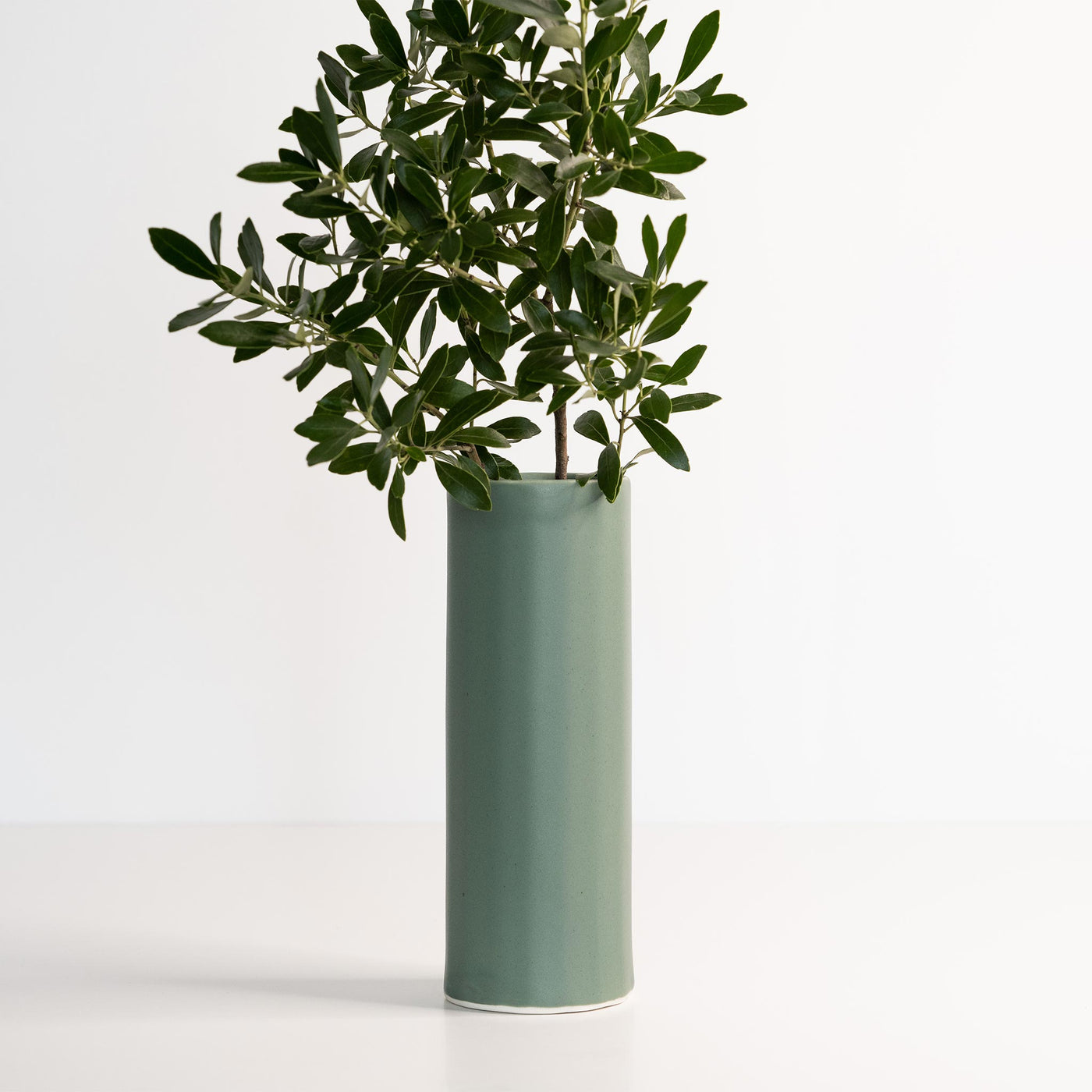 Satin Glaze Porcelain Cylinder Vase — Hand-formed porcelain cylinder vase in seven satin glaze colorways