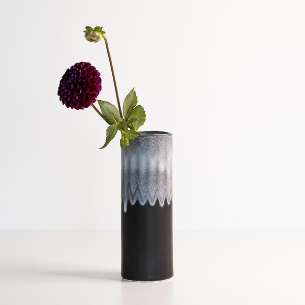 Satin Glaze Porcelain Cylinder Vase — alternate angle showing glaze variation and silhouette