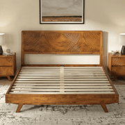 Carved Rubber Wood Platform Bed Frame — packaging and unboxing view