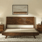 Carved Rubber Wood Platform Bed Frame — alternate angle showing full form