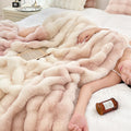 Quilted Faux-Fur Pile Throw — Dense faux-fur pile throw in quilted bubble pattern, five sizes, ten colorways