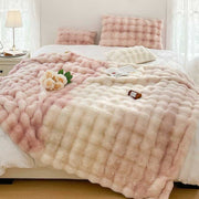 Close-up of faux fur texture and weave detail — Quilted Faux-Fur Pile Throw