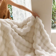 Sculpted Bubble-Pile Plush Throw — back and side profile detail
