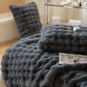 Bubble-Texture Fleece Throw Blanket — alternate angle showing full form