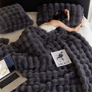 Close-up of embossed raised texture on canvas surface — Bubble-Texture Fleece Throw Blanket
