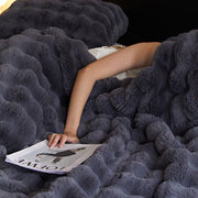 Sculpted Bubble-Pile Plush Throw — styled in a complete room vignette
