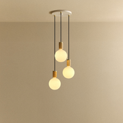 Oak Triple Pendant with Sphere IV Bulbs, White Canopy