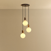 Walnut Triple Cluster Pendant with Sphere IV Bulbs