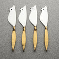 Mouse-Form Gold-Handle Cheese Knife Set — Four mouse-silhouette steel spreaders with hammered gold-tone twisted handles