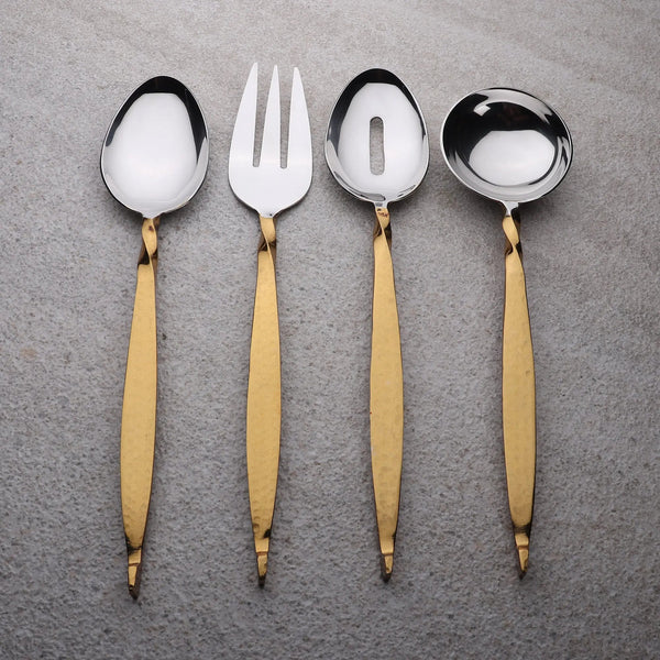 Gold-Handle Stainless Hostess Serving Set
