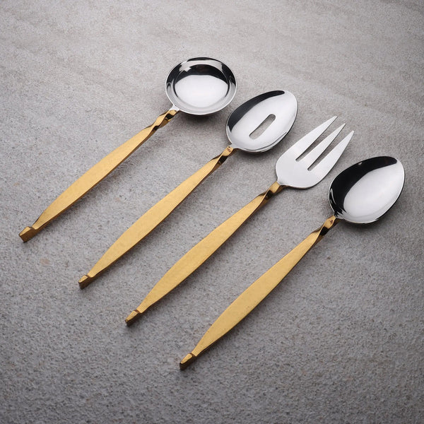 Gold-Handle Stainless Hostess Serving Set