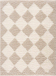 Cream Diamond Shag Area Rug