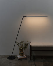 Gold-Finish Linear LED Floor Lamp with Right-Angle Arm
