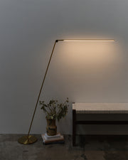 Gold-Finish Linear LED Floor Lamp with Right-Angle Arm
