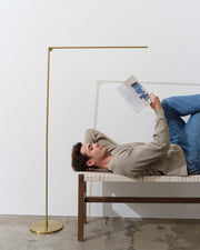 Gold-Finish Linear LED Floor Lamp with Right-Angle Arm