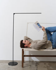 Gold-Finish Linear LED Floor Lamp with Right-Angle Arm