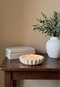 Marbled Handmade Ceramic Resin Fluted Candle Bowl, 3-Wick