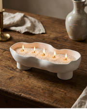 Scalloped Ceramic Sand Wax Candle Tray