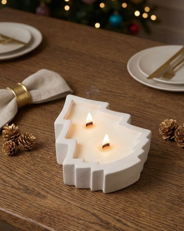 Ceramic Christmas Tree Candle, 2-Wick