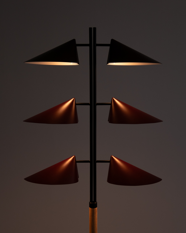 Six-Shade Metal Cone Floor Lamp