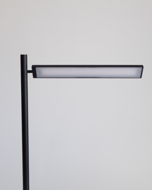 Matte Black Pharmacy Floor Lamp with Adjustable LED Shade