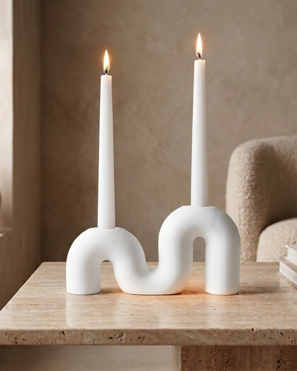 Matte Ceramic Sculptural Taper Candle Holder