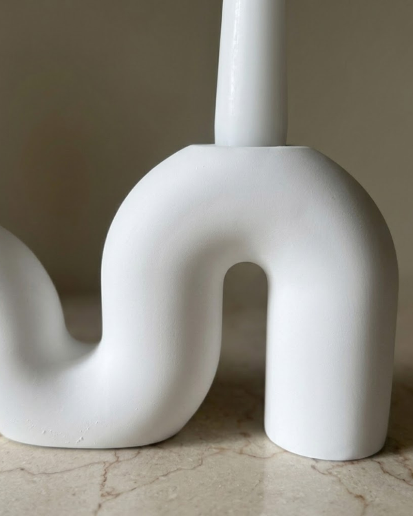 Matte Ceramic Sculptural Taper Candle Holder