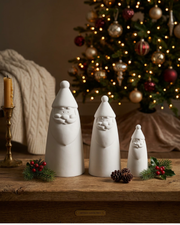 Matte White Santa Figurines, Set of 3