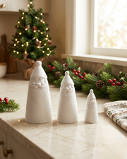 Matte White Santa Figurines, Set of 3