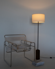 Wood Base Drum Shade Floor Lamp