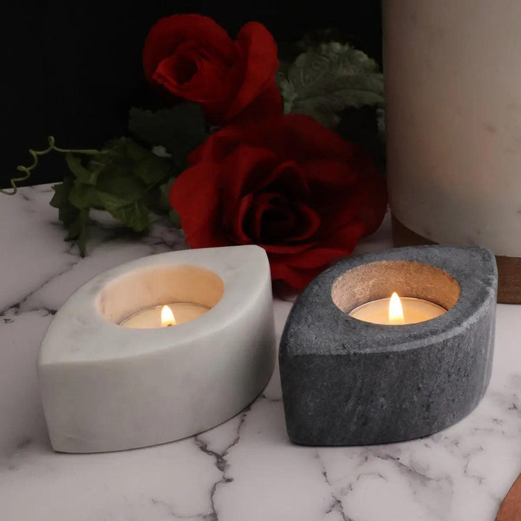 Carved Marble Tea Light Holder Set