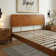 Geometric Parquet Wood Bed Frame