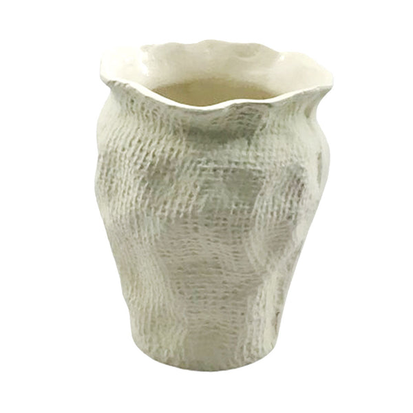 Textured Off-White Aluminum Vase