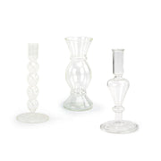 Etched Borosilicate Glass Bud Vases, Set of 3
