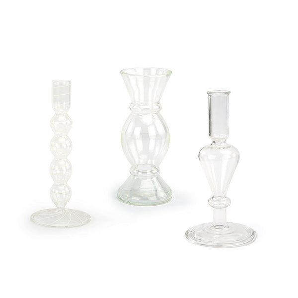 Etched Borosilicate Glass Bud Vases, Set of 3