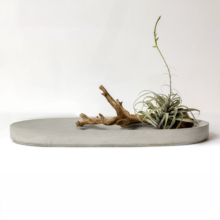 Micro Terrazzo Concrete Oval Platter — Low-profile cast concrete platter in five micro terrazzo colorways for tabletop use