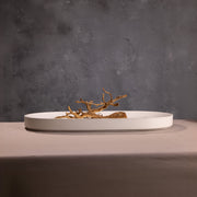Close-up of slatted wood construction and grain detail — Micro Terrazzo Concrete Oval Platter